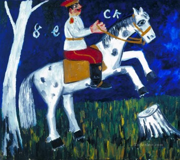 ロシア Painting - 馬に乗った兵士 1911 ロシア
